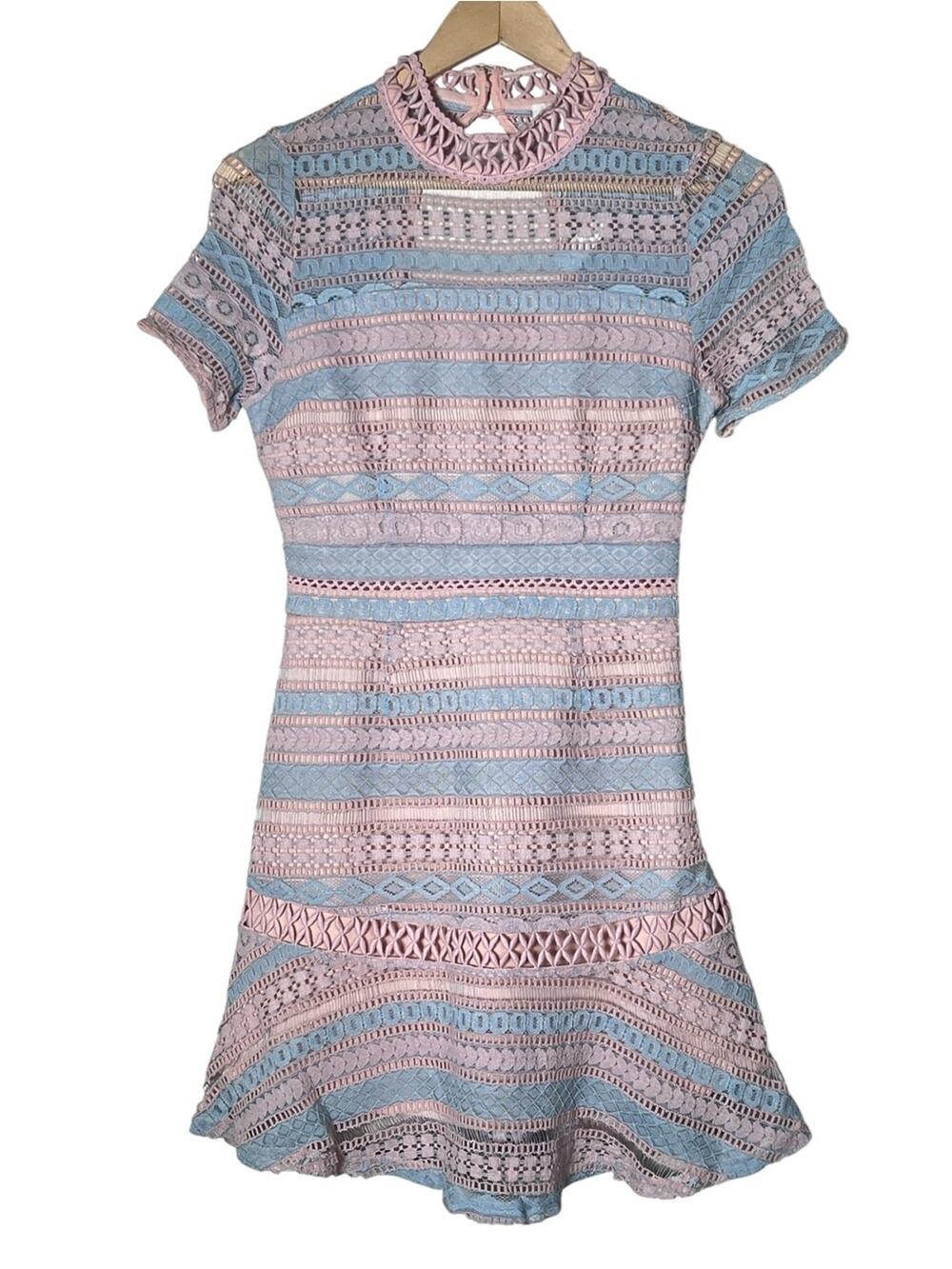 NWT Foxiedox Pastel Lace Fit & Flare Dress in Pink and Light Blue size XS B124